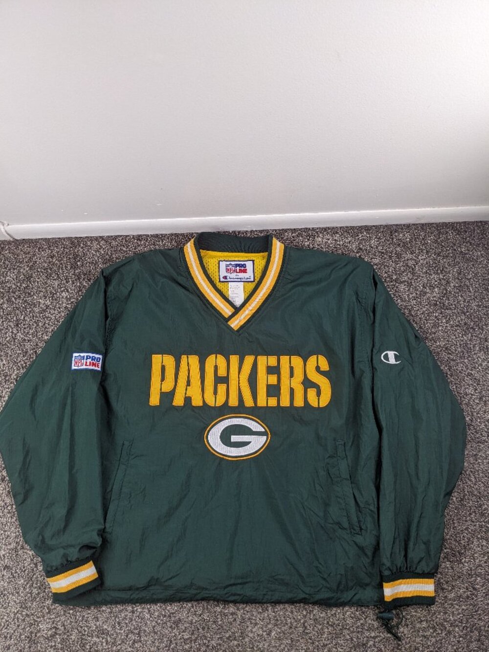 Vintage 90s Green Bay Packers Jacket Champion Pro Line Mesh Pullover Mens Large
